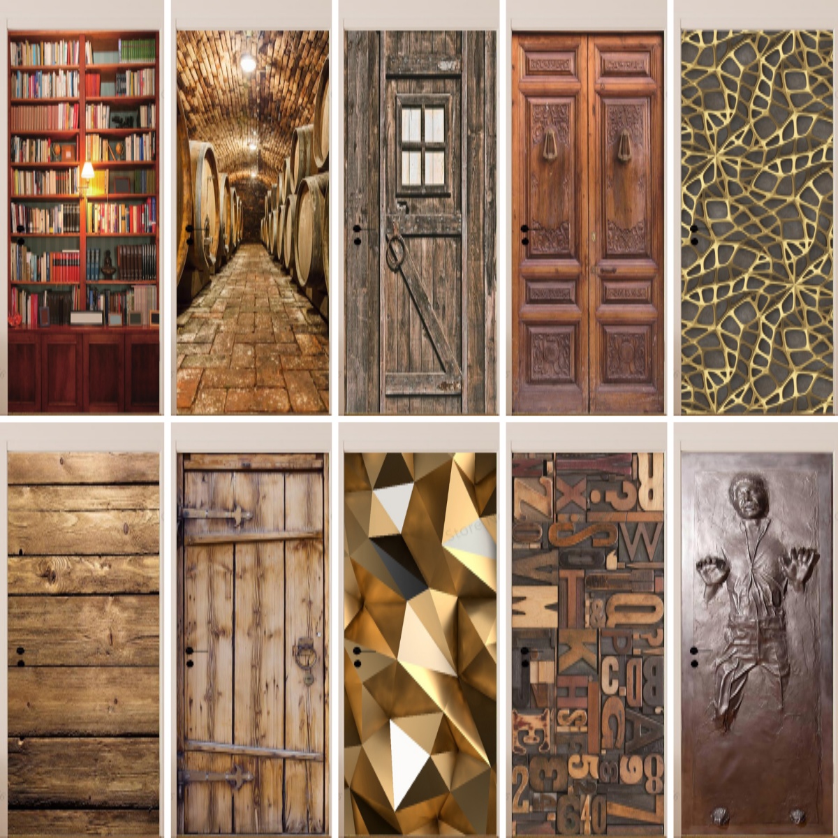 Interior Design Home - Imitation Wood Door Sticker Retro Matte