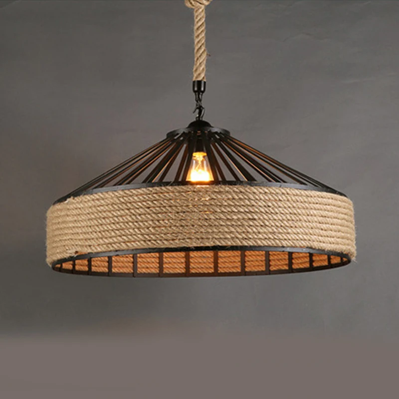 Wicker Pendant Shade - Hand-woven Nordic Vintage Chandelier Industrial Twine