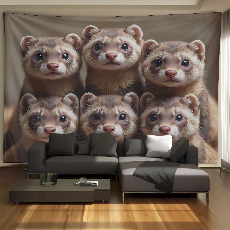 Cute Ferret Group Tapestry Wal - Interior Design Home avaliação e preço