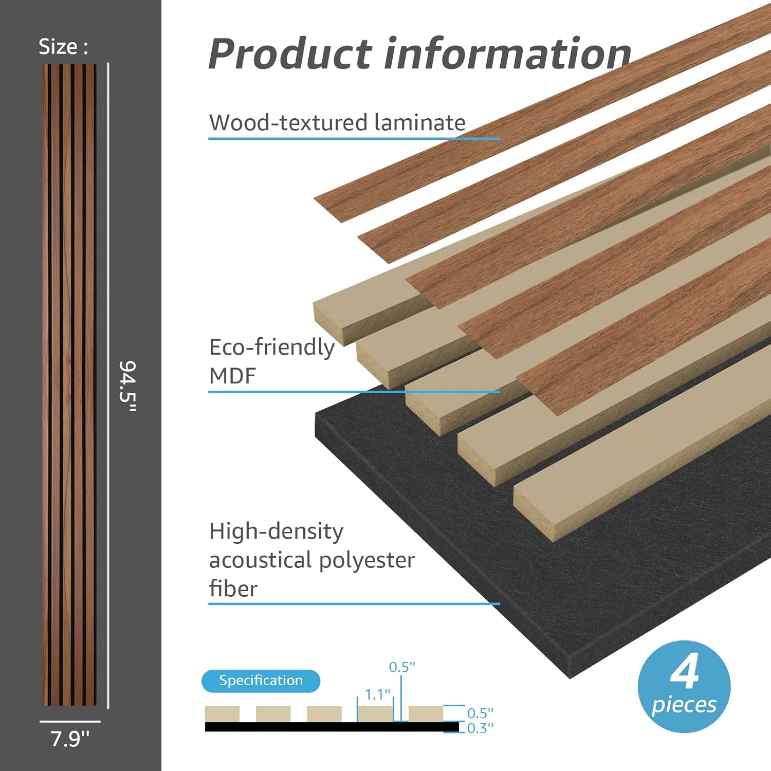 Wood Slat Acoustic Panels for  - Wall Panel 3D Texture avaliação e preço