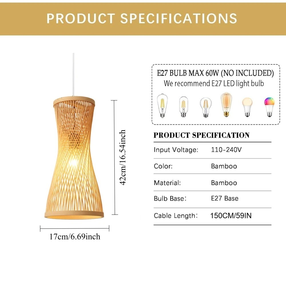 JOYINLED Japanese Style Bamboo - Wicker Pendant Shade avaliação e preço