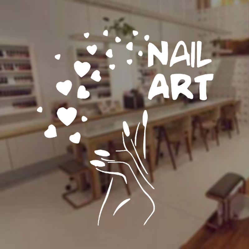Nails Art Window Decals Love B - Interior Design Nail Salon avaliação e preço