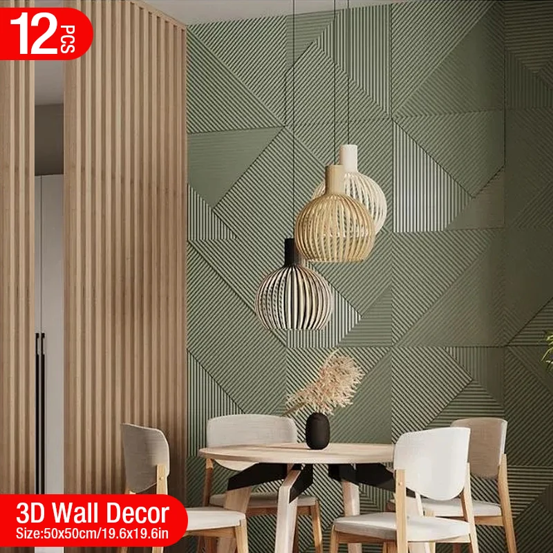 12pcs 50cm 3D wall decor Wood  - Wall Panel 3D Texture avaliação e preço