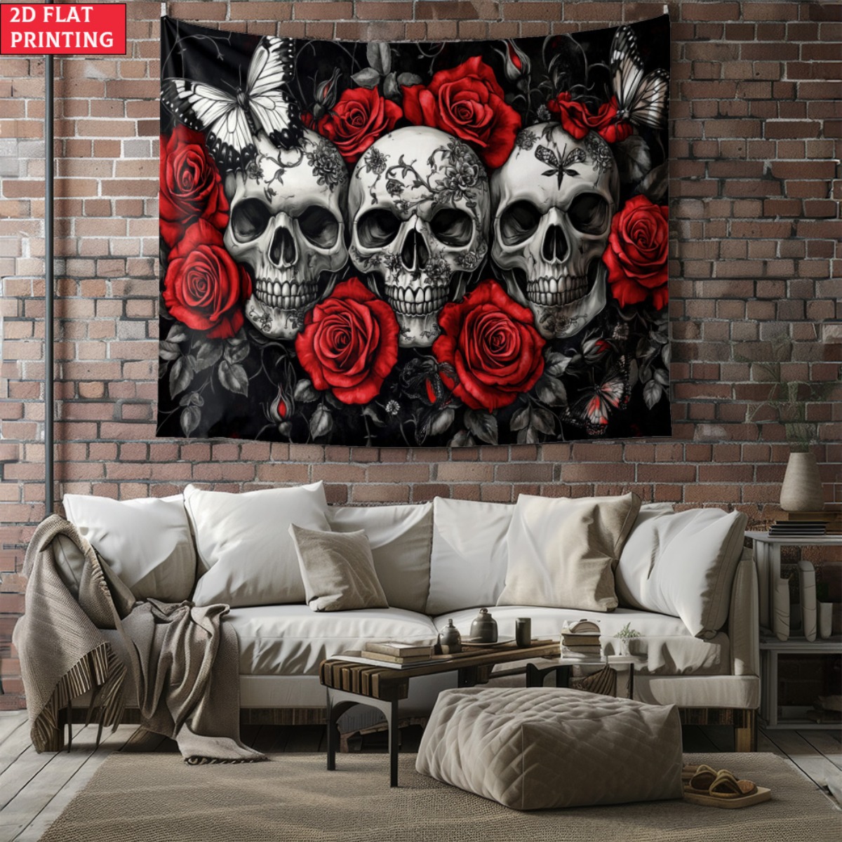 unframed Skull and Roses Gothi - Interior Design Home avaliação e preço