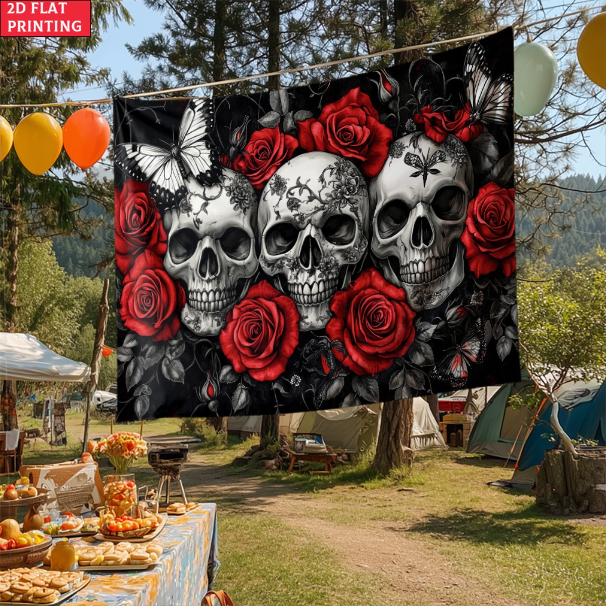 unframed Skull and Roses Gothi - Interior Design Home avaliação e preço