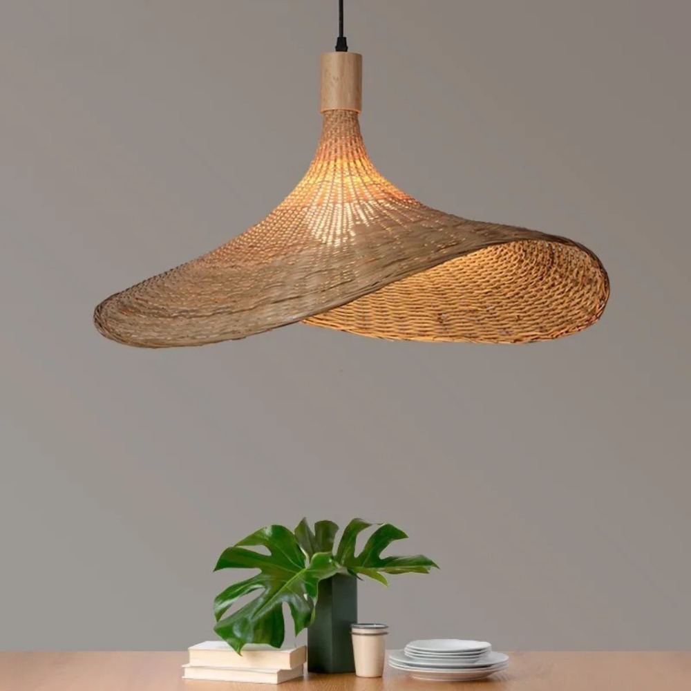 Woven Natural Bamboo Decor Lig - Wicker Pendant Shade avaliação e preço