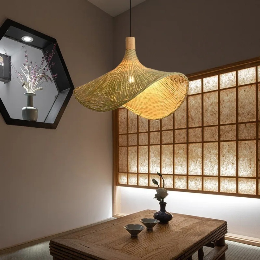 Woven Natural Bamboo Decor Lig - Wicker Pendant Shade avaliação e preço