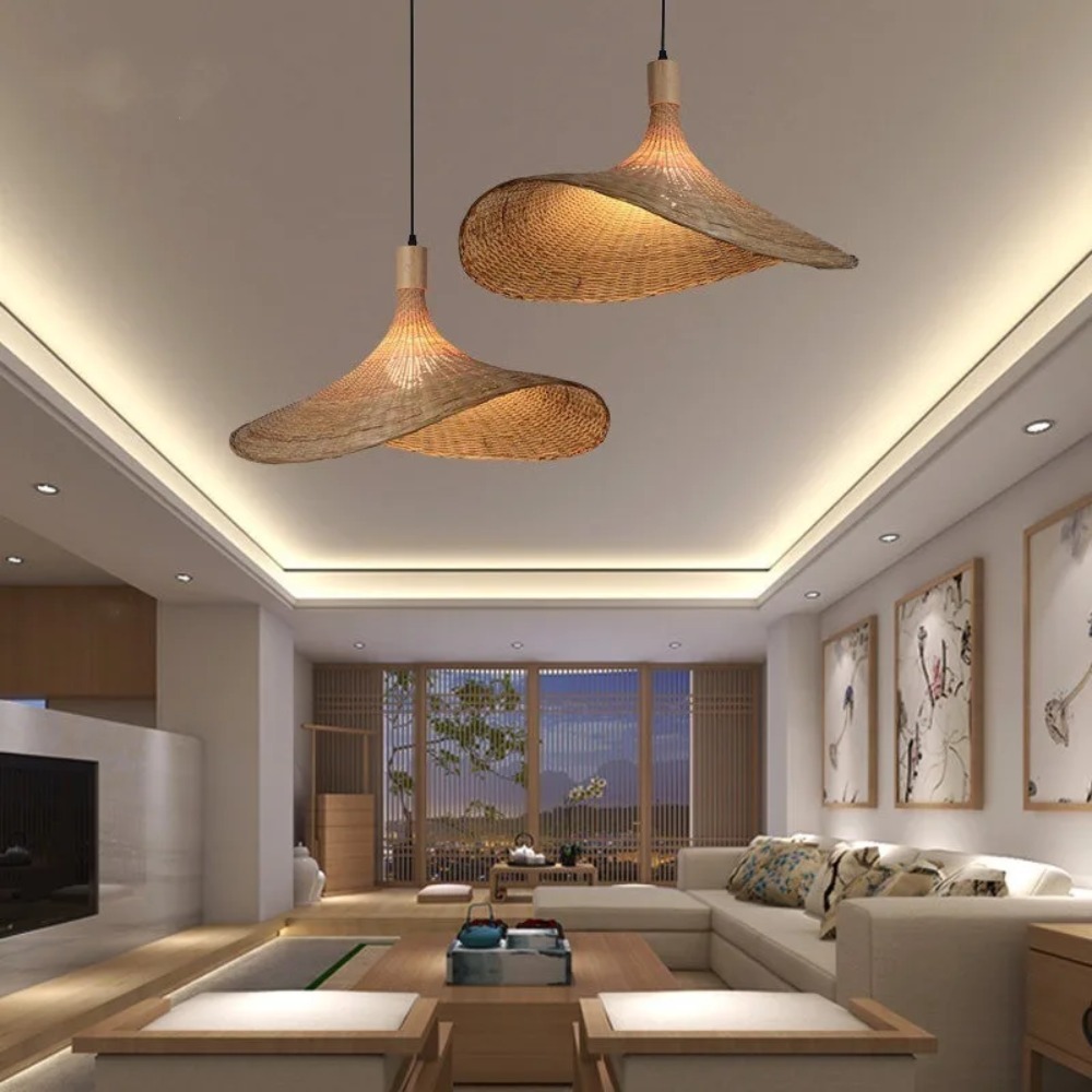 Woven Natural Bamboo Decor Lig - Wicker Pendant Shade avaliação e preço
