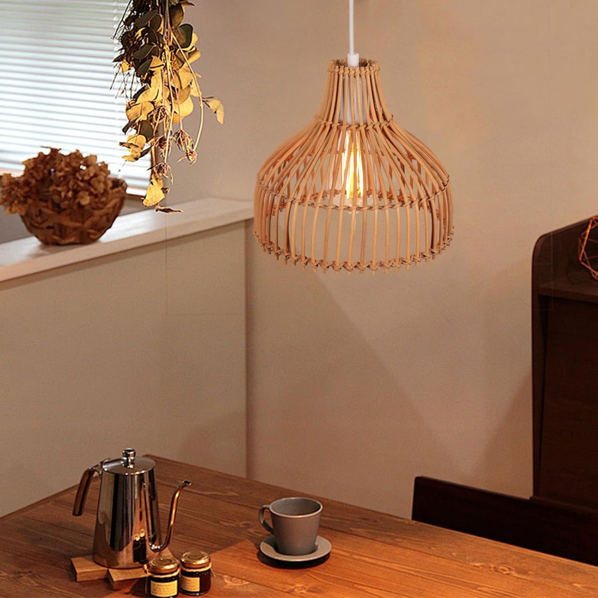 Rattan Woven Pendant Lamp Boho - Wicker Pendant Shade avaliação e preço