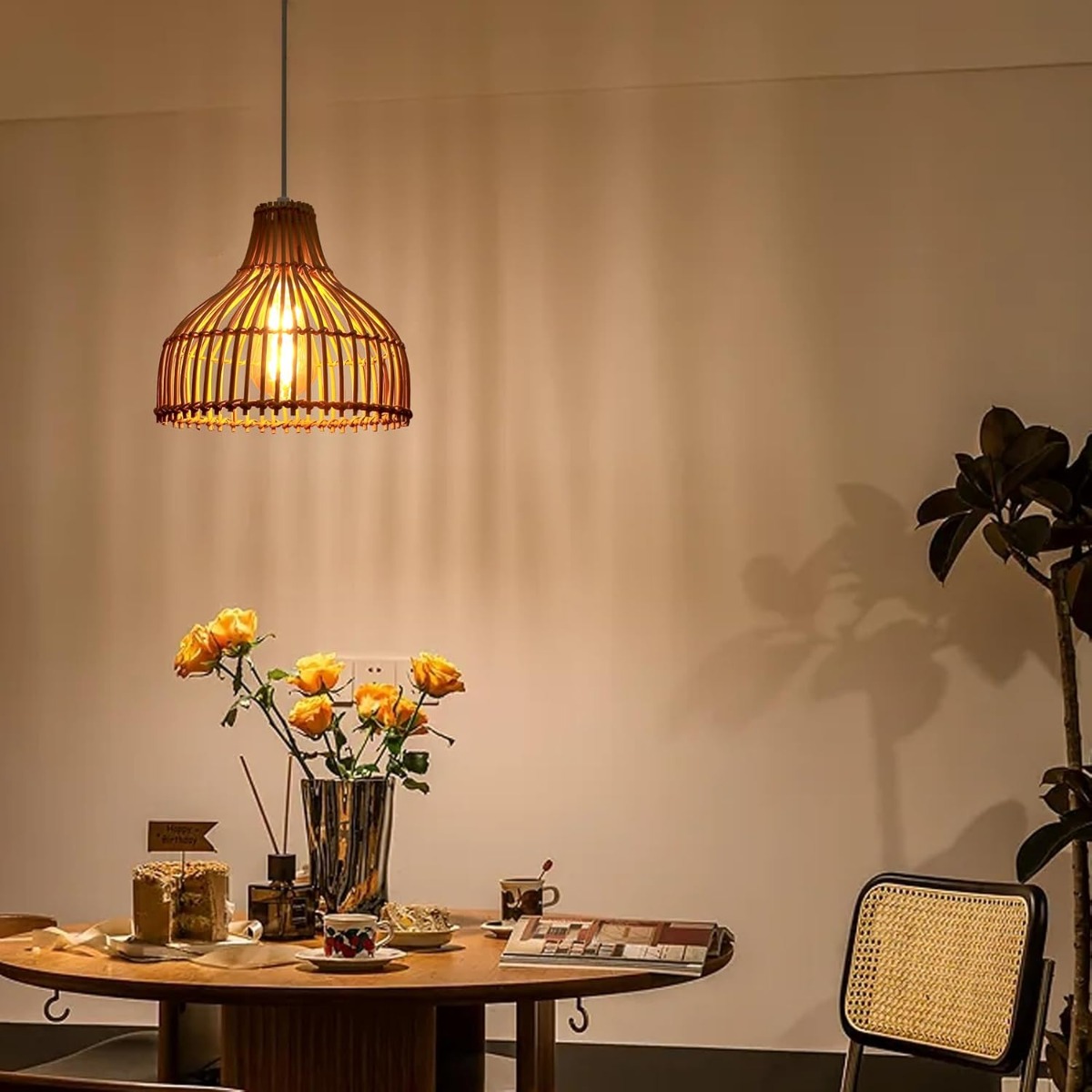 Rattan Woven Pendant Lamp Boho - Wicker Pendant Shade avaliação e preço