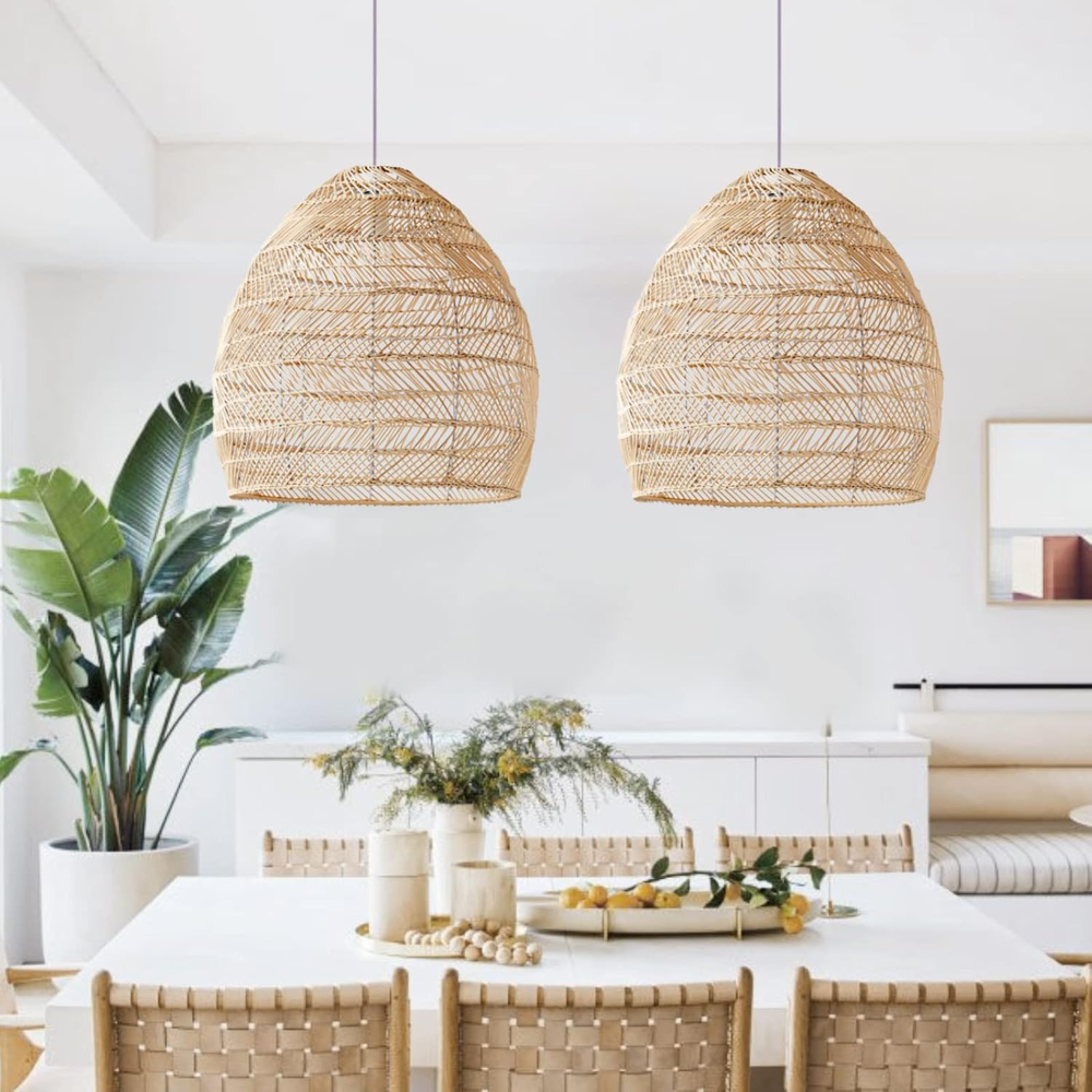 Rattan Woven Pendant Light Sha - Wicker Pendant Shade avaliação e preço