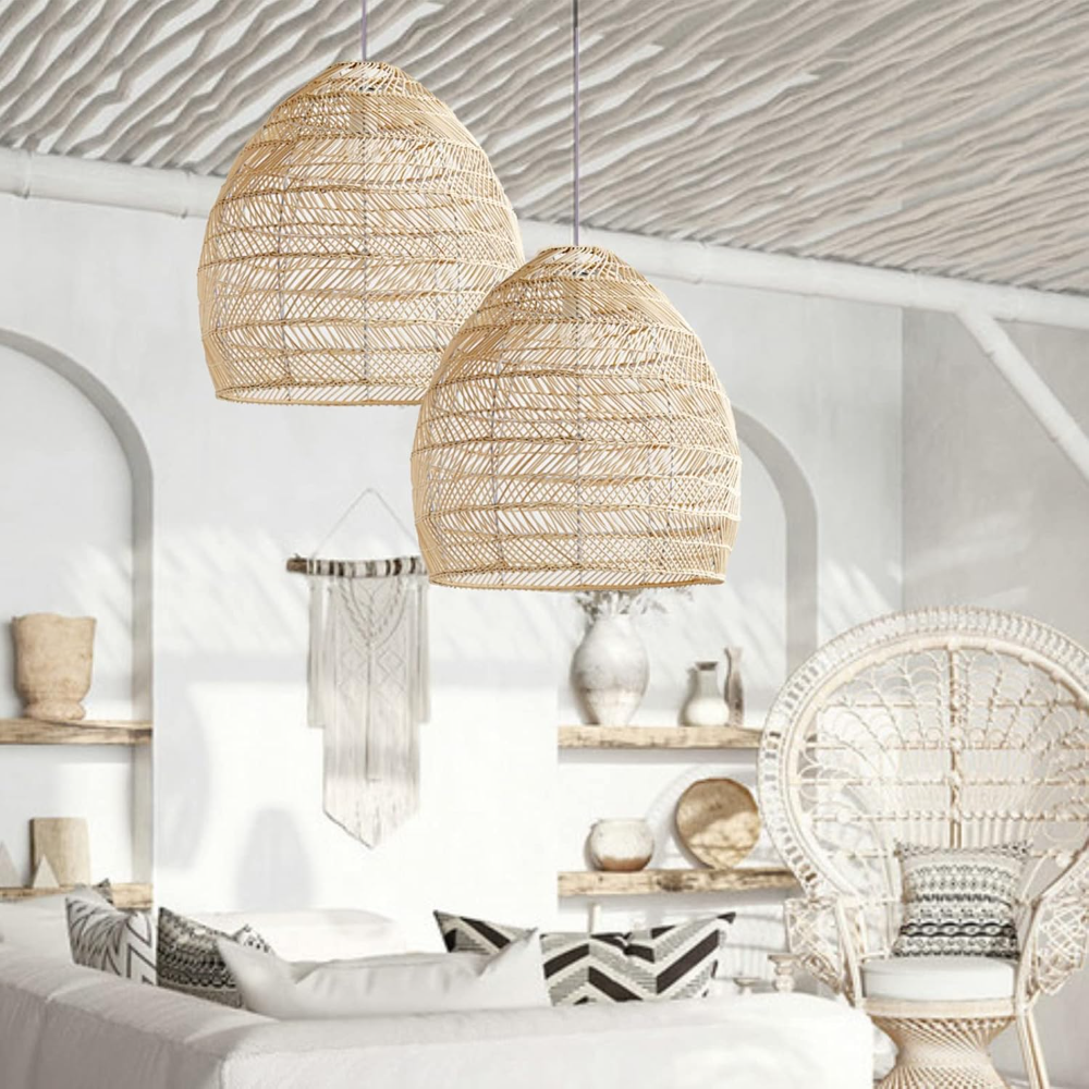 Rattan Woven Pendant Light Sha - Wicker Pendant Shade avaliação e preço