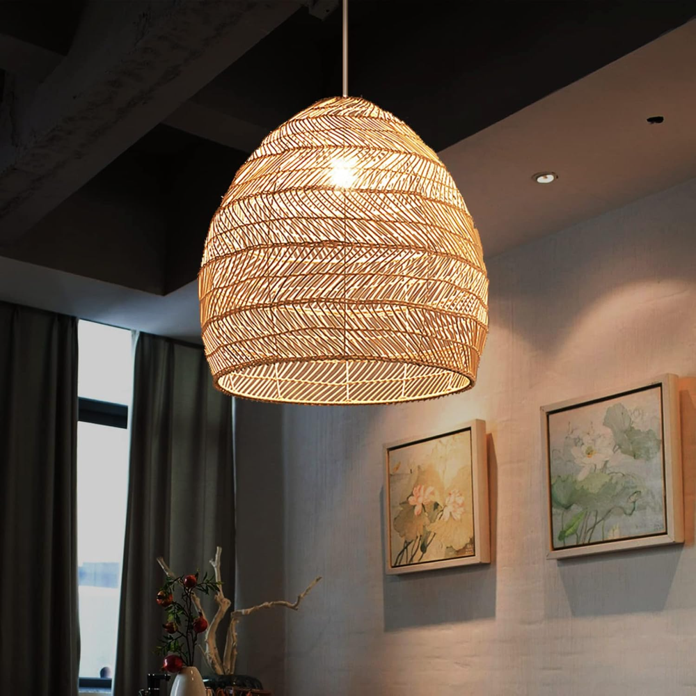 Rattan Woven Pendant Light Sha - Wicker Pendant Shade avaliação e preço
