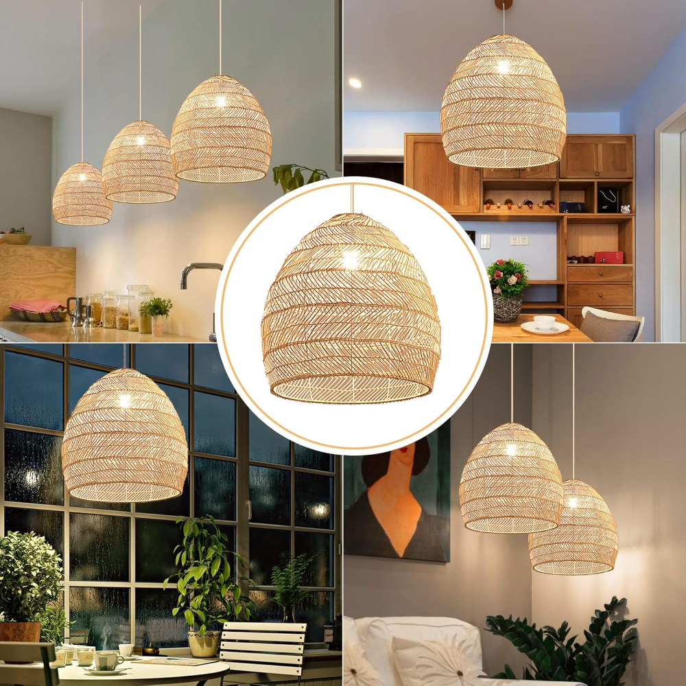Rattan Woven Pendant Light Sha - Wicker Pendant Shade avaliação e preço