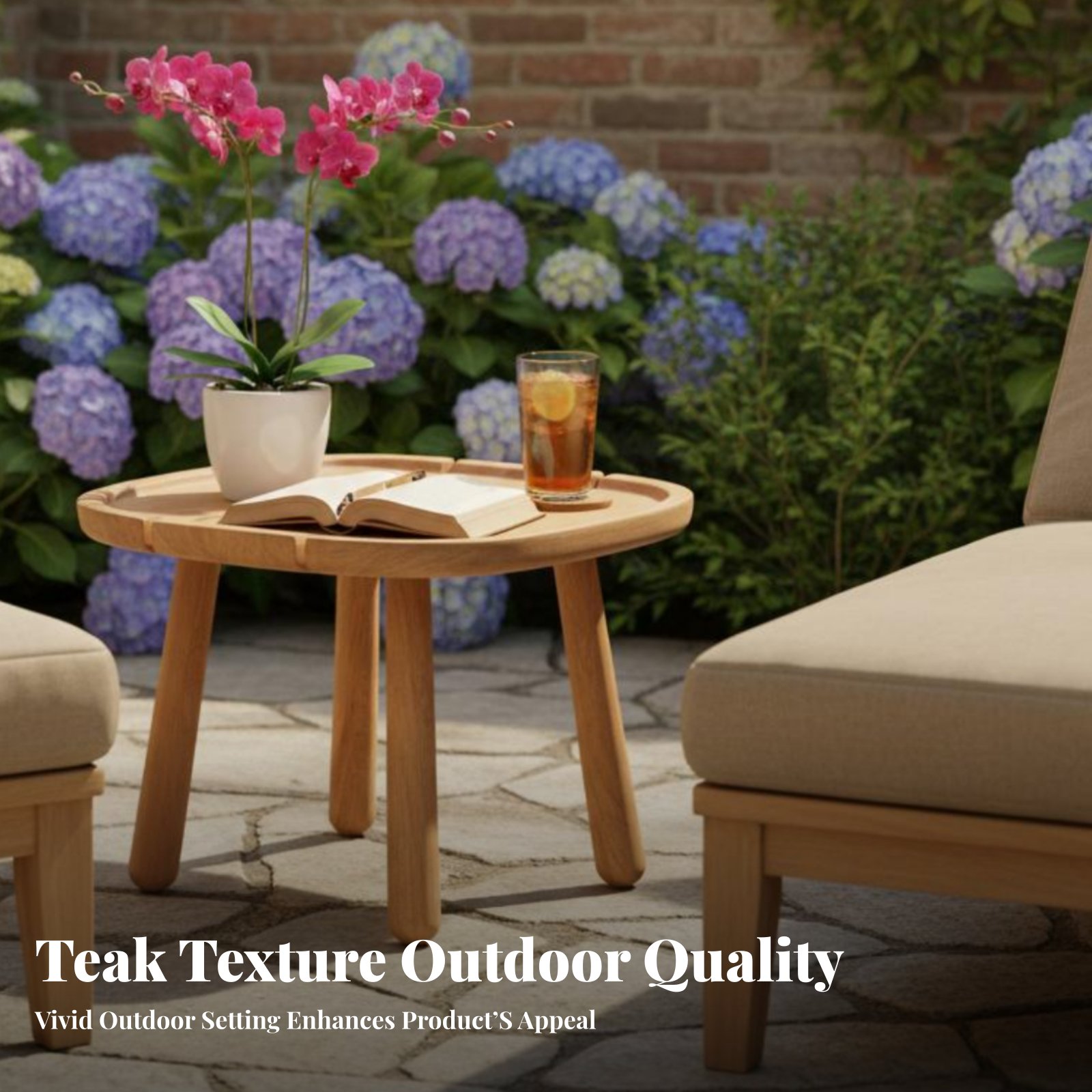 Round Slatted Side Table Water - Interior Design Deck avaliação e preço