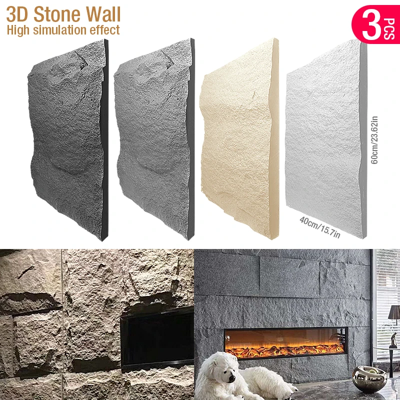 60x40cm box stone texture 3D w - Wall Panel 3D Texture avaliação e preço