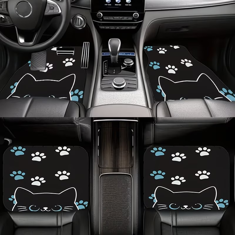 4Pc Car Floor Mats - Cute Cat  - Interior Design Experience avaliação e preço