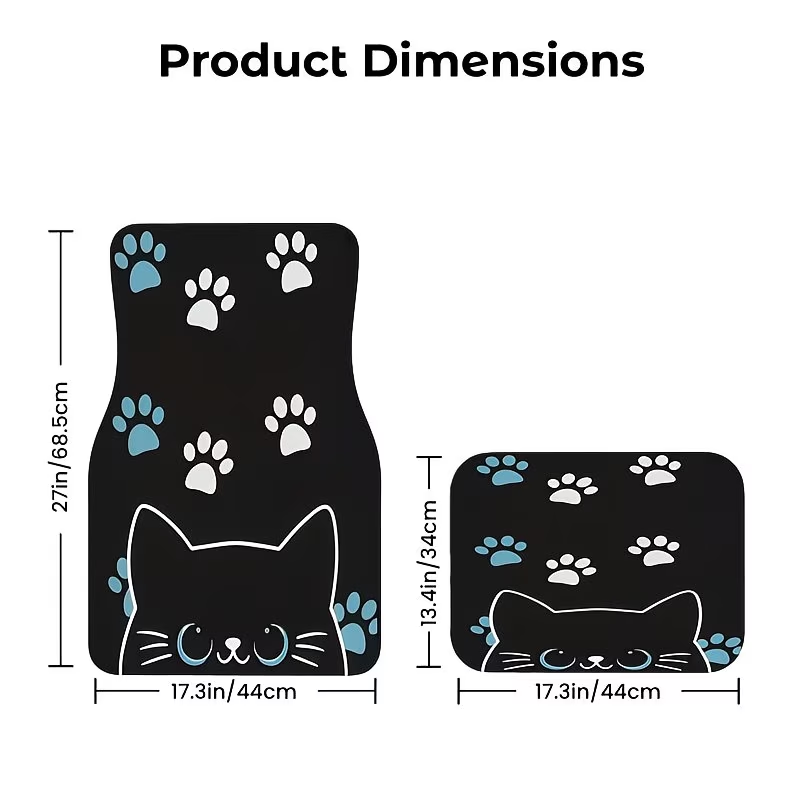 4Pc Car Floor Mats - Cute Cat  - Interior Design Experience avaliação e preço