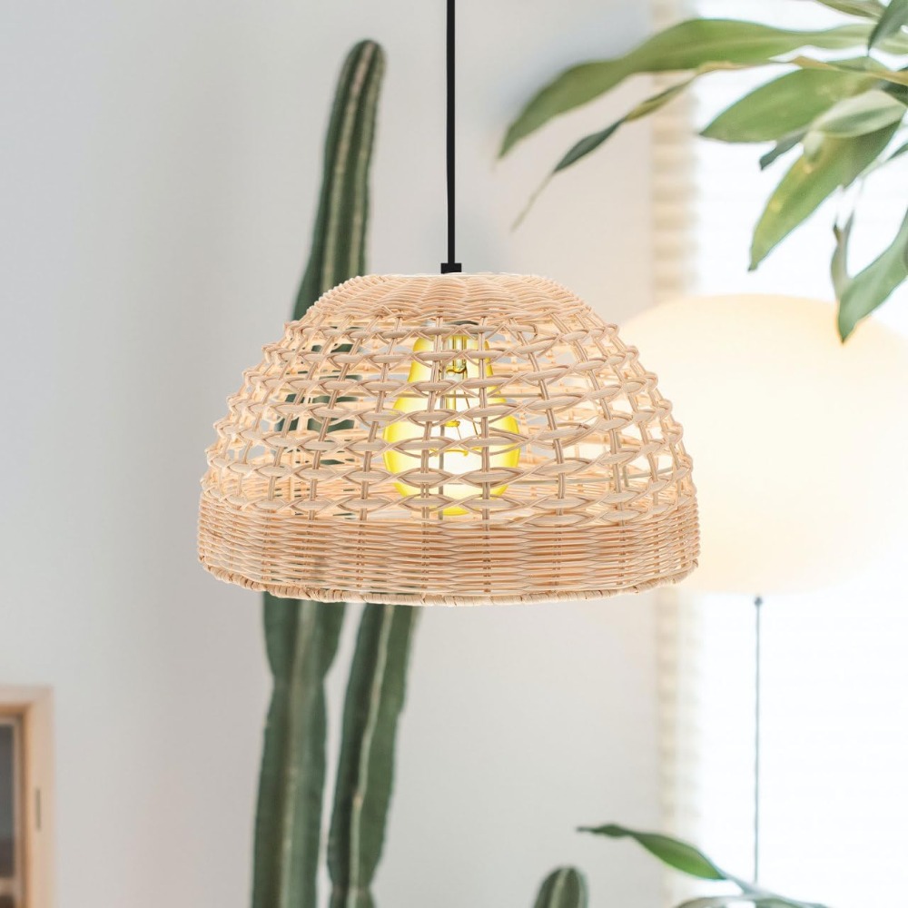 Rattan Pendant Lamp Woven Cage - Wicker Pendant Shade avaliação e preço
