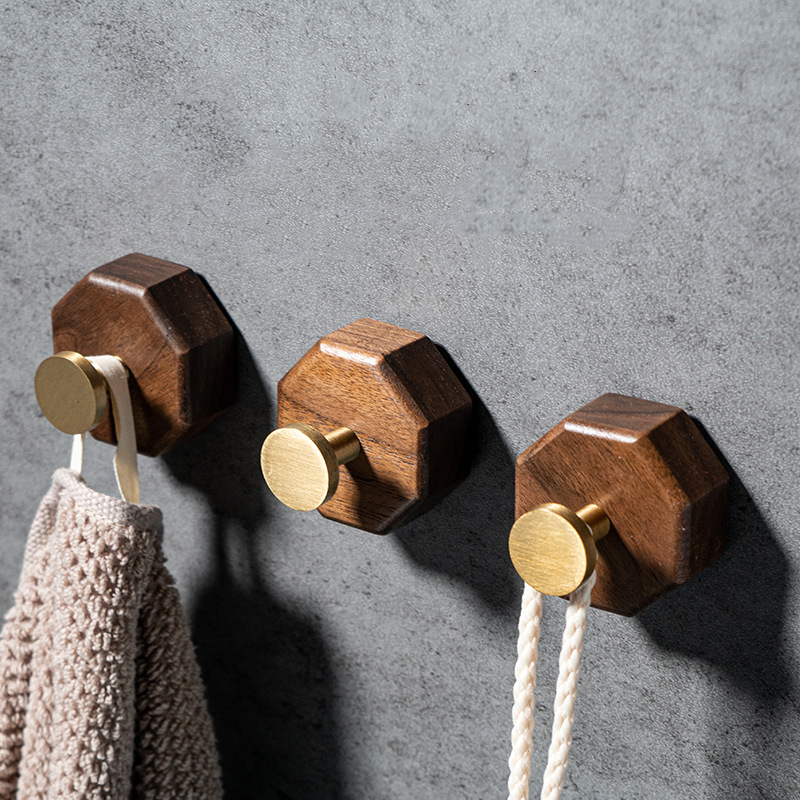 2/1pcs Walnut Wood Brass Hook  - Interior Design Home avaliação e preço