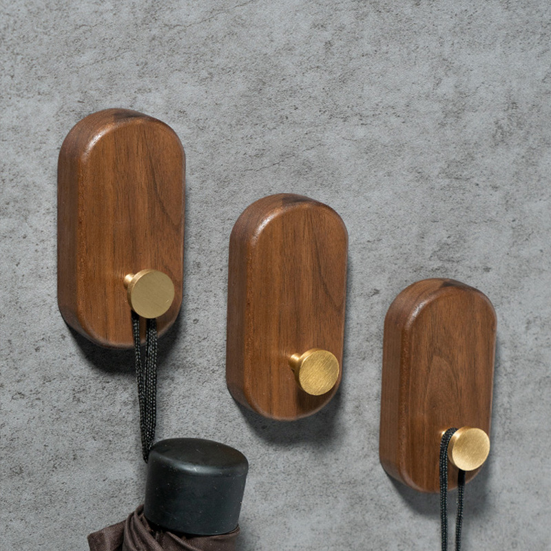 2/1pcs Walnut Wood Brass Hook  - Interior Design Home avaliação e preço