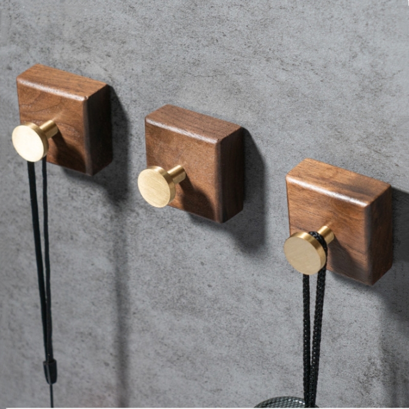 2/1pcs Walnut Wood Brass Hook  - Interior Design Home avaliação e preço