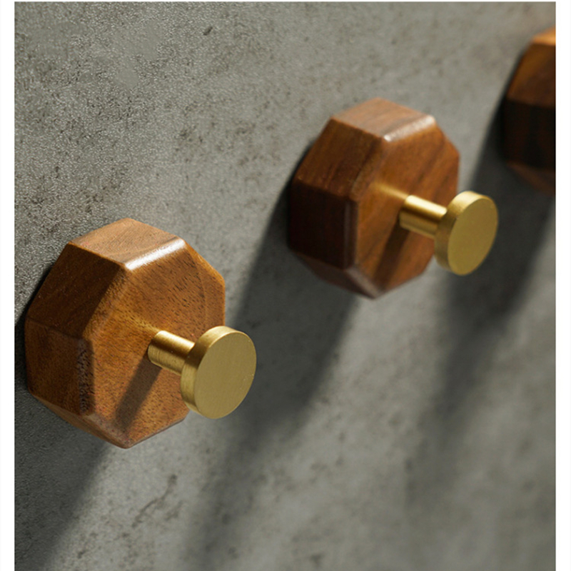 2/1pcs Walnut Wood Brass Hook  - Interior Design Home avaliação e preço