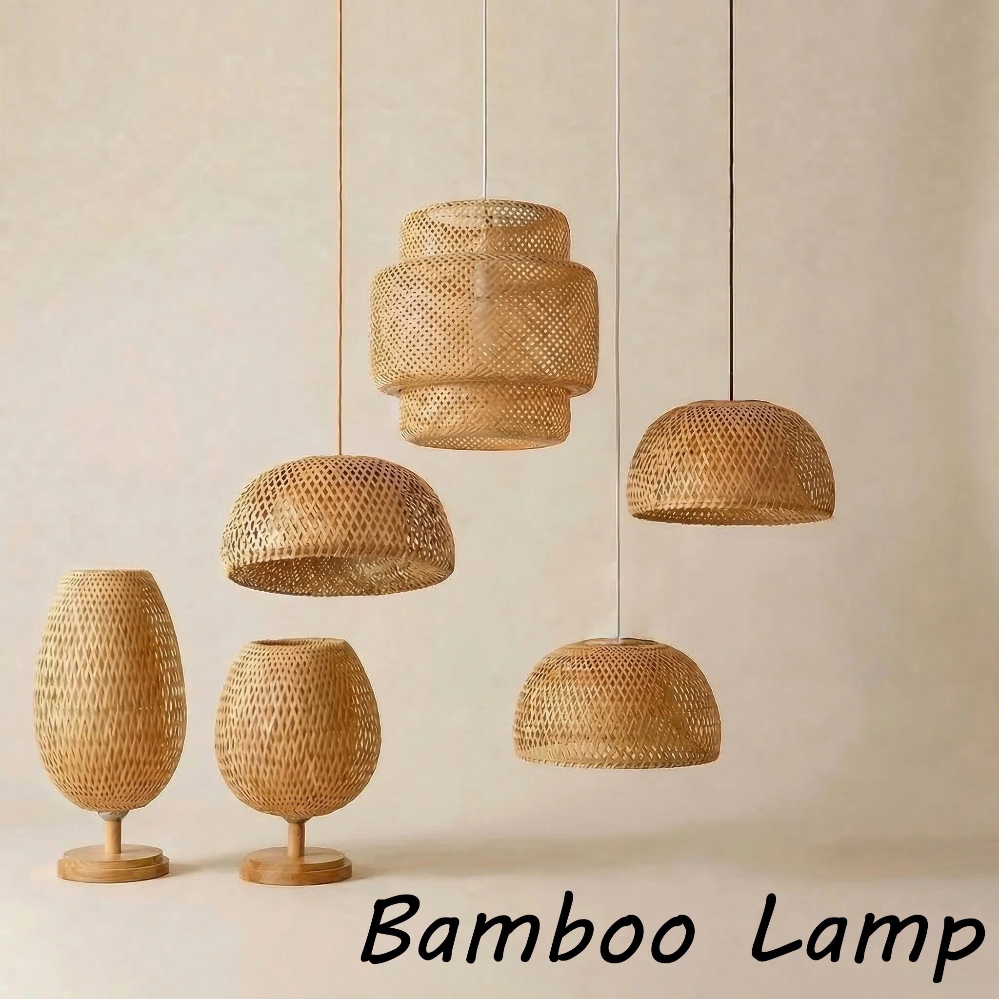 Hand Knitted Bamboo Pendant Li - Wicker Pendant Shade avaliação e preço