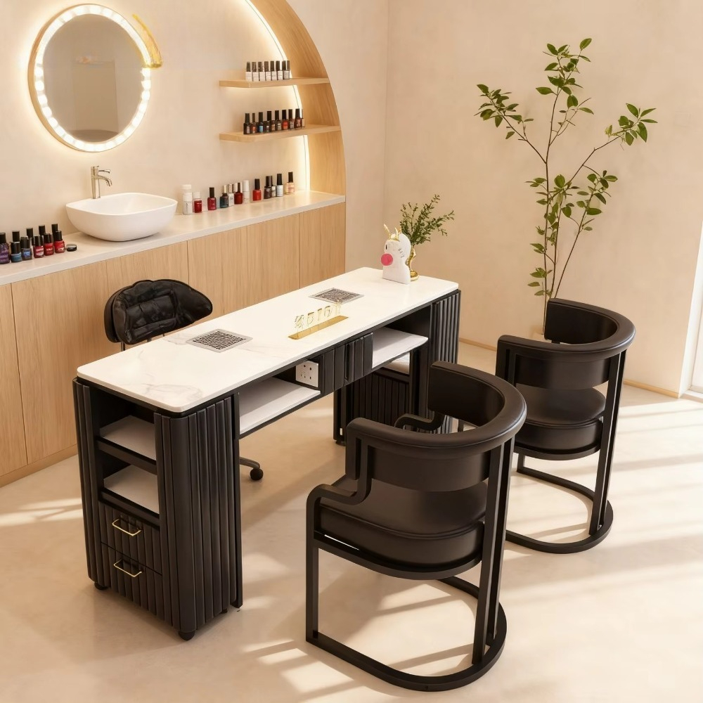 Luxury Modern Black Nail Furni - Interior Design Nail Salon avaliação e preço