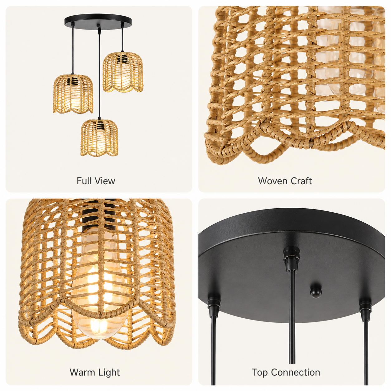 JOYINLED Farmhouse Hand Woven  - Wicker Pendant Shade avaliação e preço