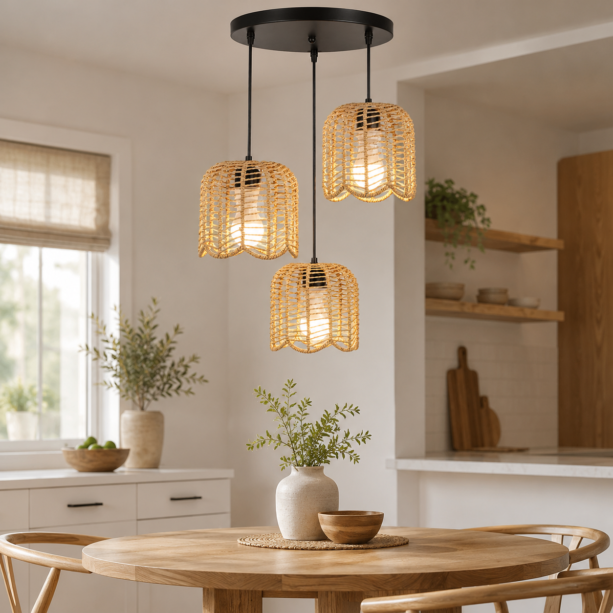 JOYINLED Farmhouse Hand Woven  - Wicker Pendant Shade avaliação e preço