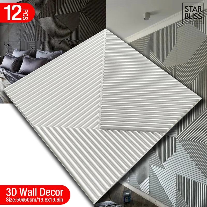 12pcs 50cm 3D wall decor Wood  - Wall Panel 3D Texture avaliação e preço