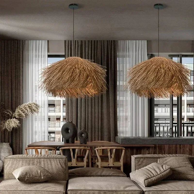 Straw Hand Woven Pendant Light - Wicker Pendant Shade avaliação e preço