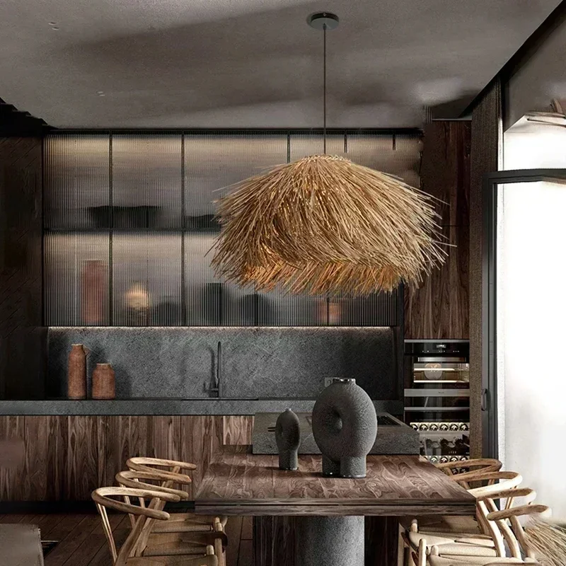 Straw Hand Woven Pendant Light - Wicker Pendant Shade avaliação e preço
